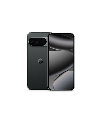 The Pixel 10 Pro viewed from side by side to show the front and the back.
