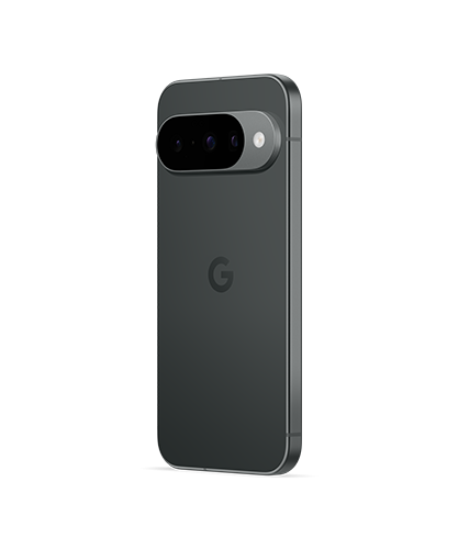 The Google Pixel 10 viewed from the back at an angle.