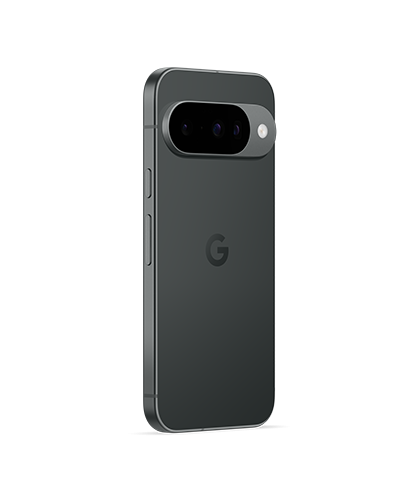The Google Pixel 10 viewed from the back at an angle.