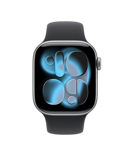 The Apple Watch Series 11 viewed from the front.