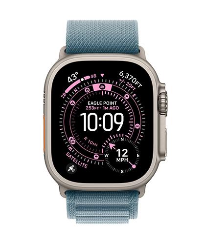 The Apple Watch Ultra 3 viewed from the front.
