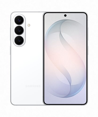 Samsung Galaxy S26 white front and back