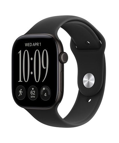 Apple Watch Series 12 GPS + Cellular 46mm Black Aluminum Case with Black Sport Band - M/L
