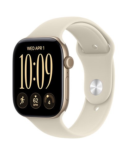 Apple Watch Series 12 GPS + Cellular 46mm Light Gold Aluminum Case with Burgundy Sport Band - M/L
